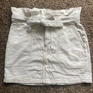 Free People White Denim  Belted Skirt